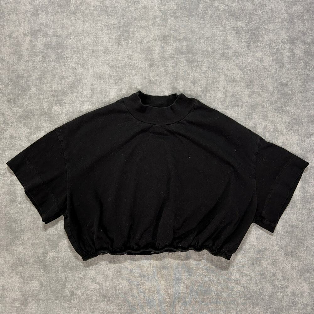 Alo Yoga black cropped bubble hem workout gym tshirt womens Small